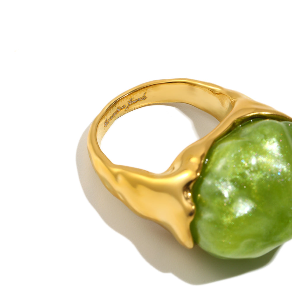 Tally's Light Green Ring In Gold