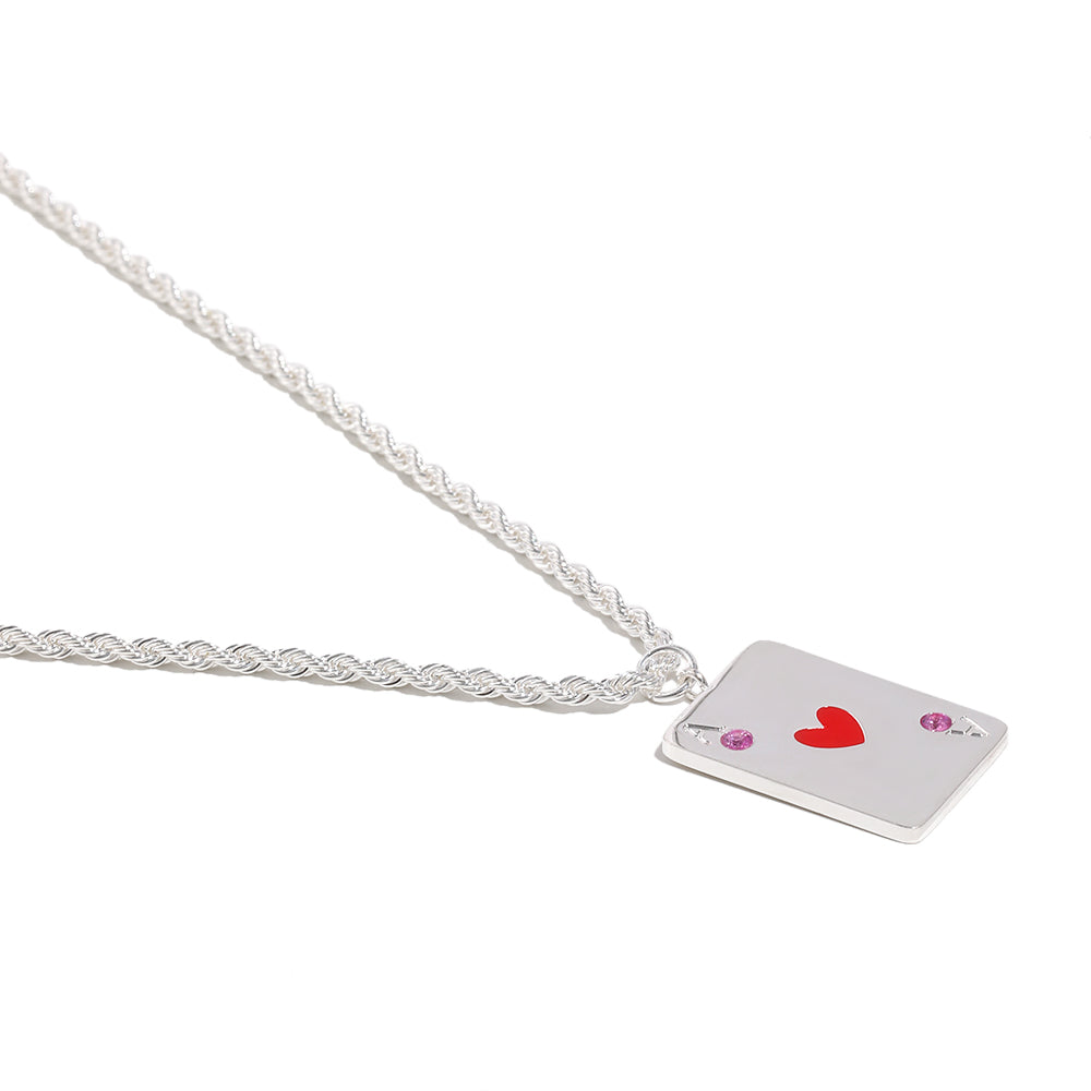 Vesper's Ace of Hearts Necklace In Silver