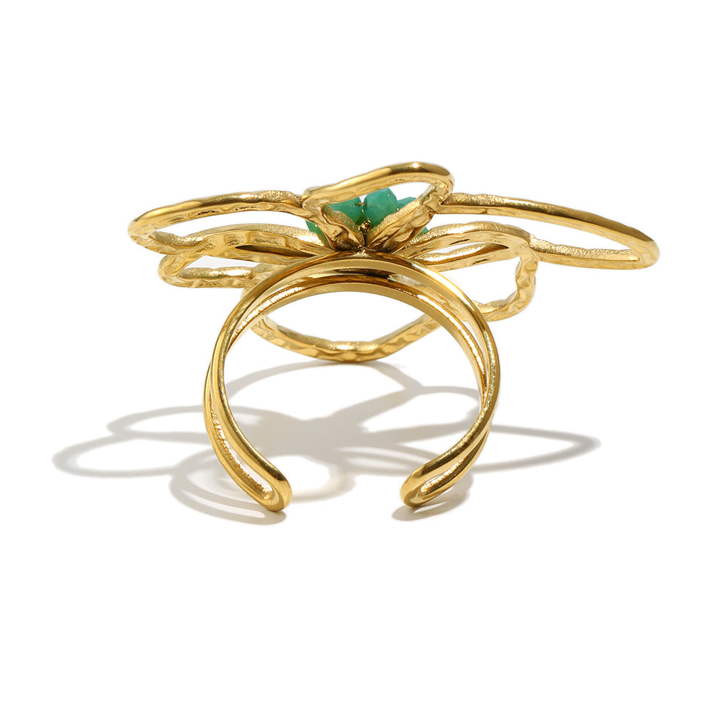 Isaline's Flower Ring in Gold with Green Accent