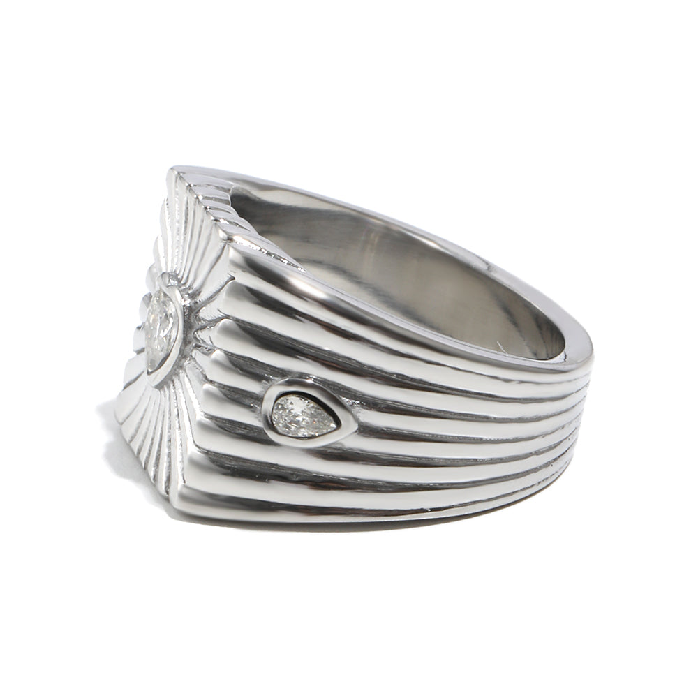 Heather's Heart Ring in Silver and White