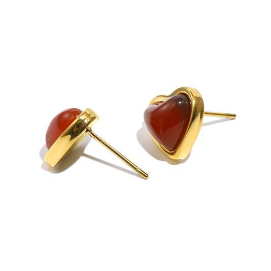 Viola's Red Heart Studs