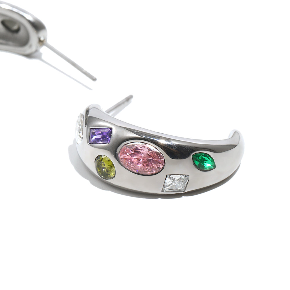 Emma’s multicolored silver hoops