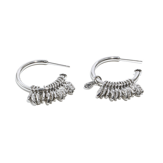 Marina's Feather Hoops In Silver