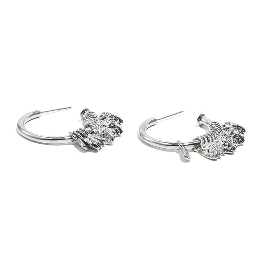 Marina's Feather Hoops In Silver