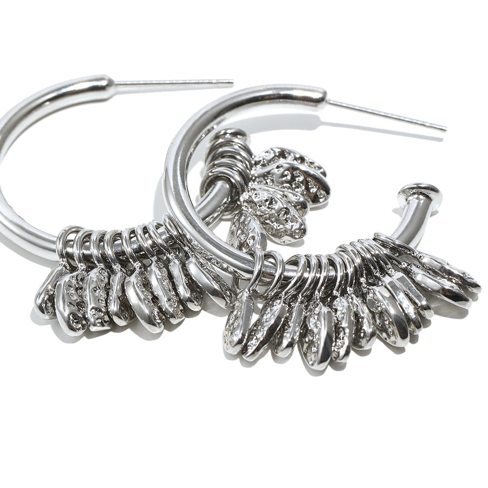 Marina's Feather Hoops In Silver