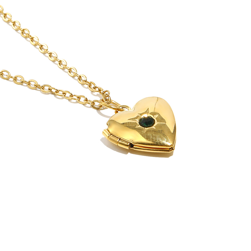 Tiana's Dark Green Heart Locket