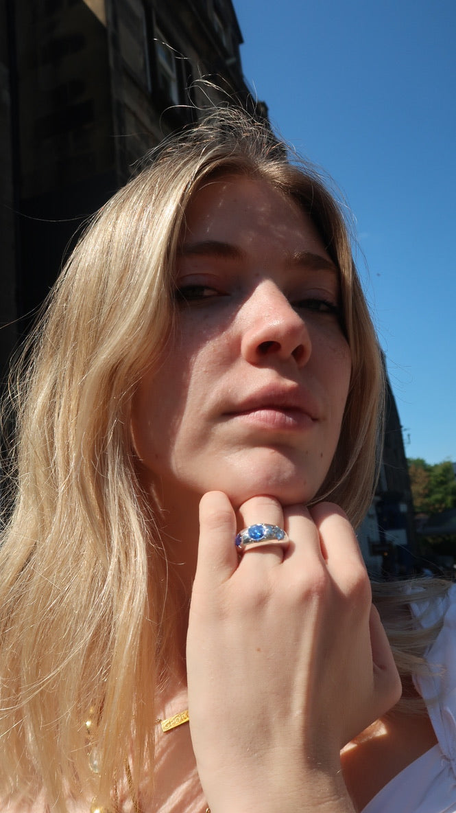 Sophie's Blue Gemstone Ring In Silver