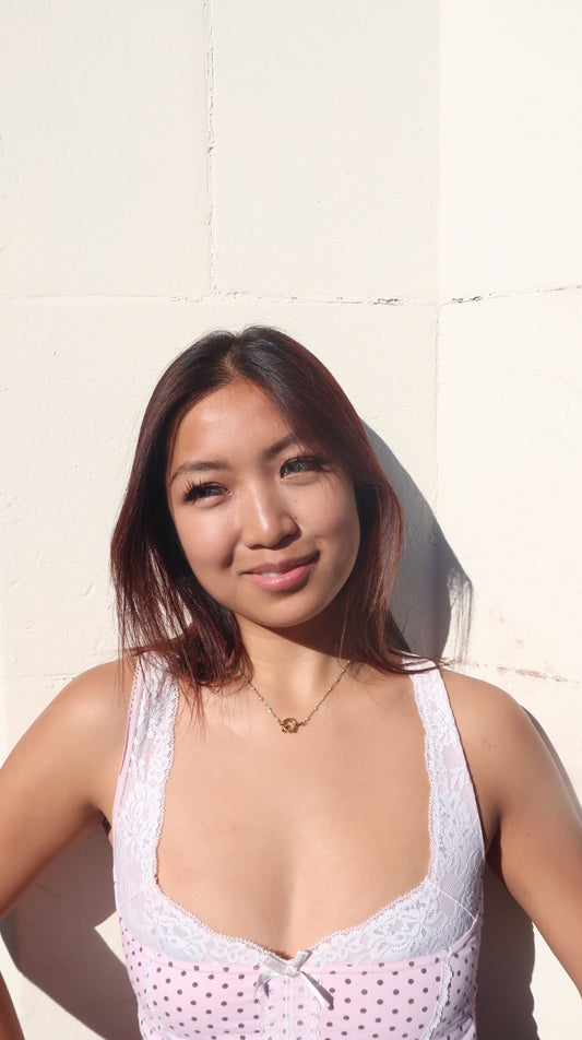 Lina's Turquoise Beaded Charm Necklace