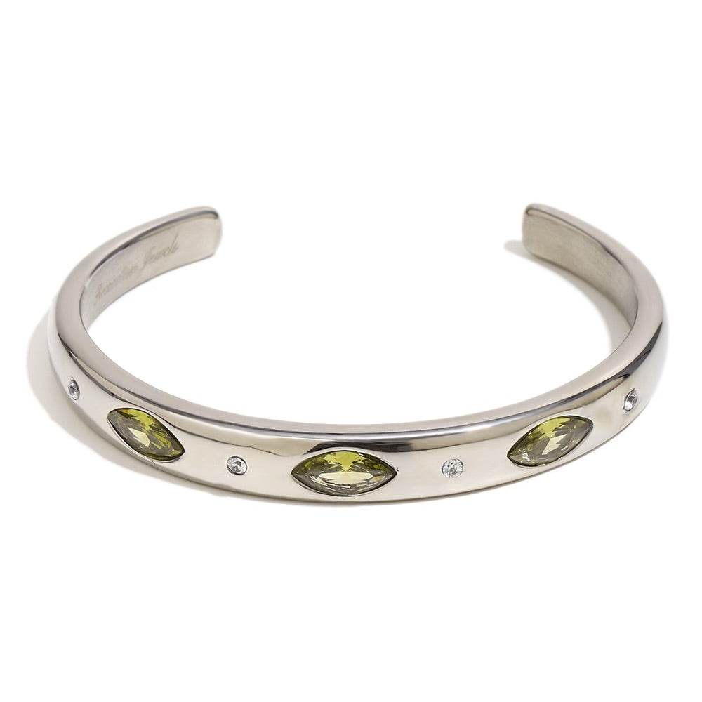 Florence’s Green Bangle In Silver