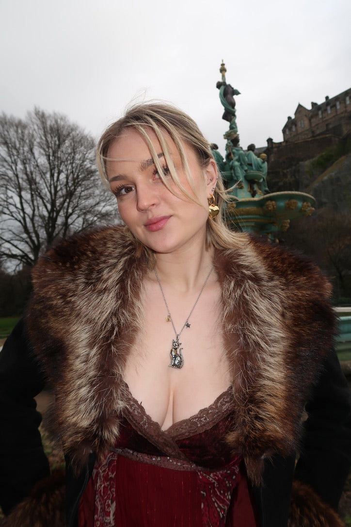 Evie's silver cat necklace