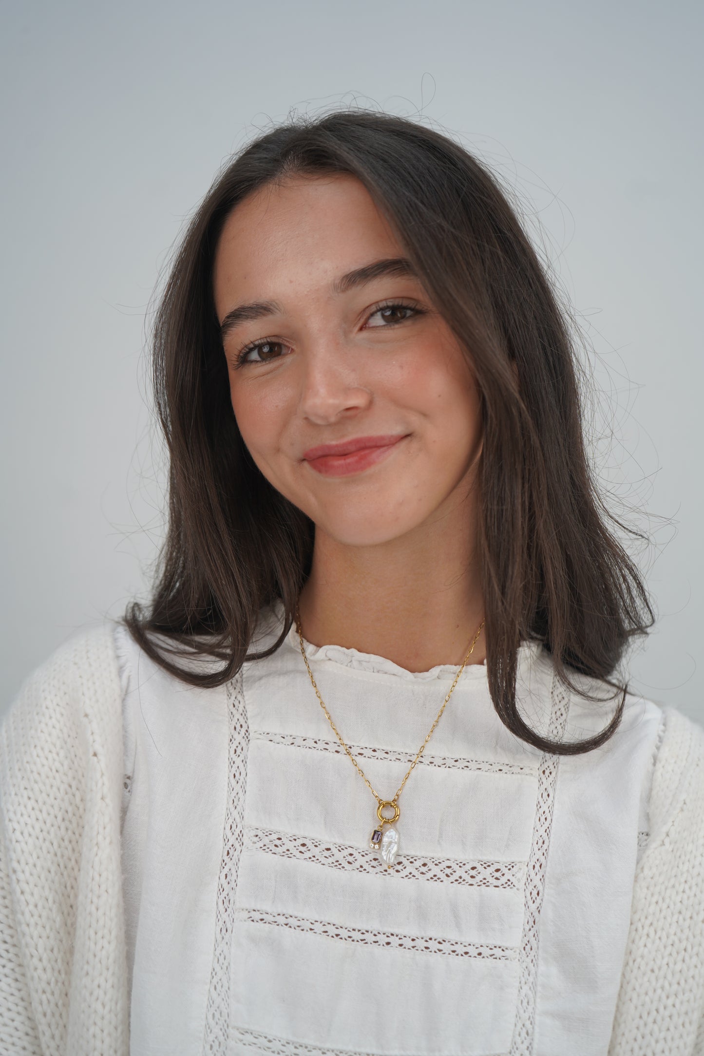 Amelie's Pearl Charm Necklace In Lavender