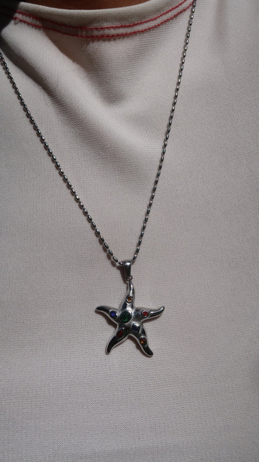 Pim's Starfish Necklace In Silver