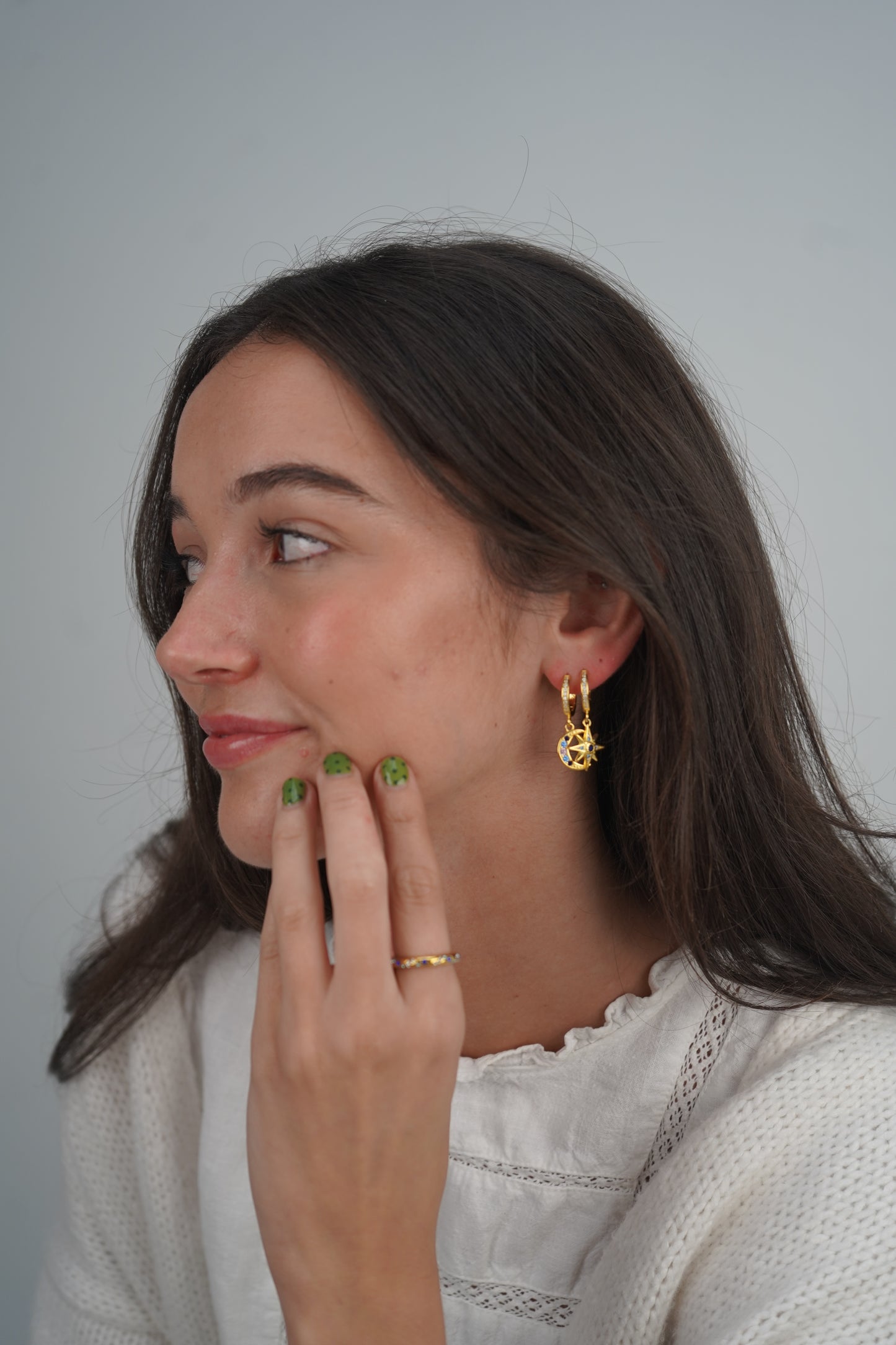 Maia’s Midnight sky huggies in gold