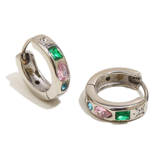 Athena’s Multicoloured Hoops In Silver