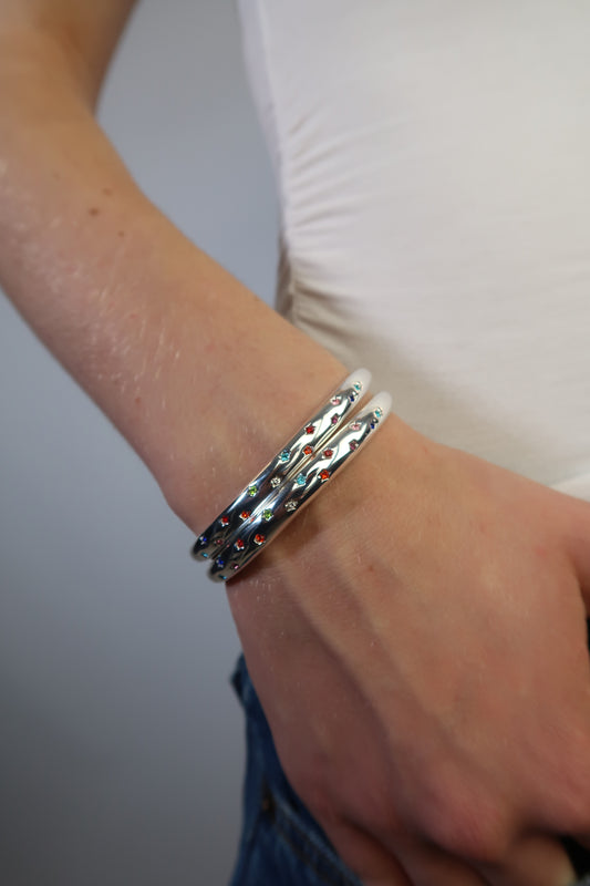 Eloise's multicoloured bangle in silver