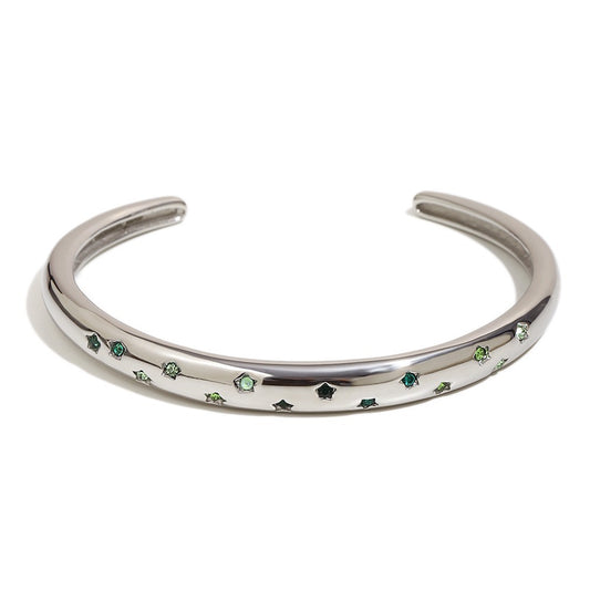Eloise's Green Star Bangle in Silver