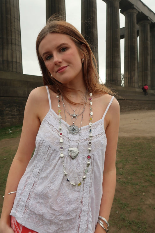 Pim's Starfish Silver Necklace In White
