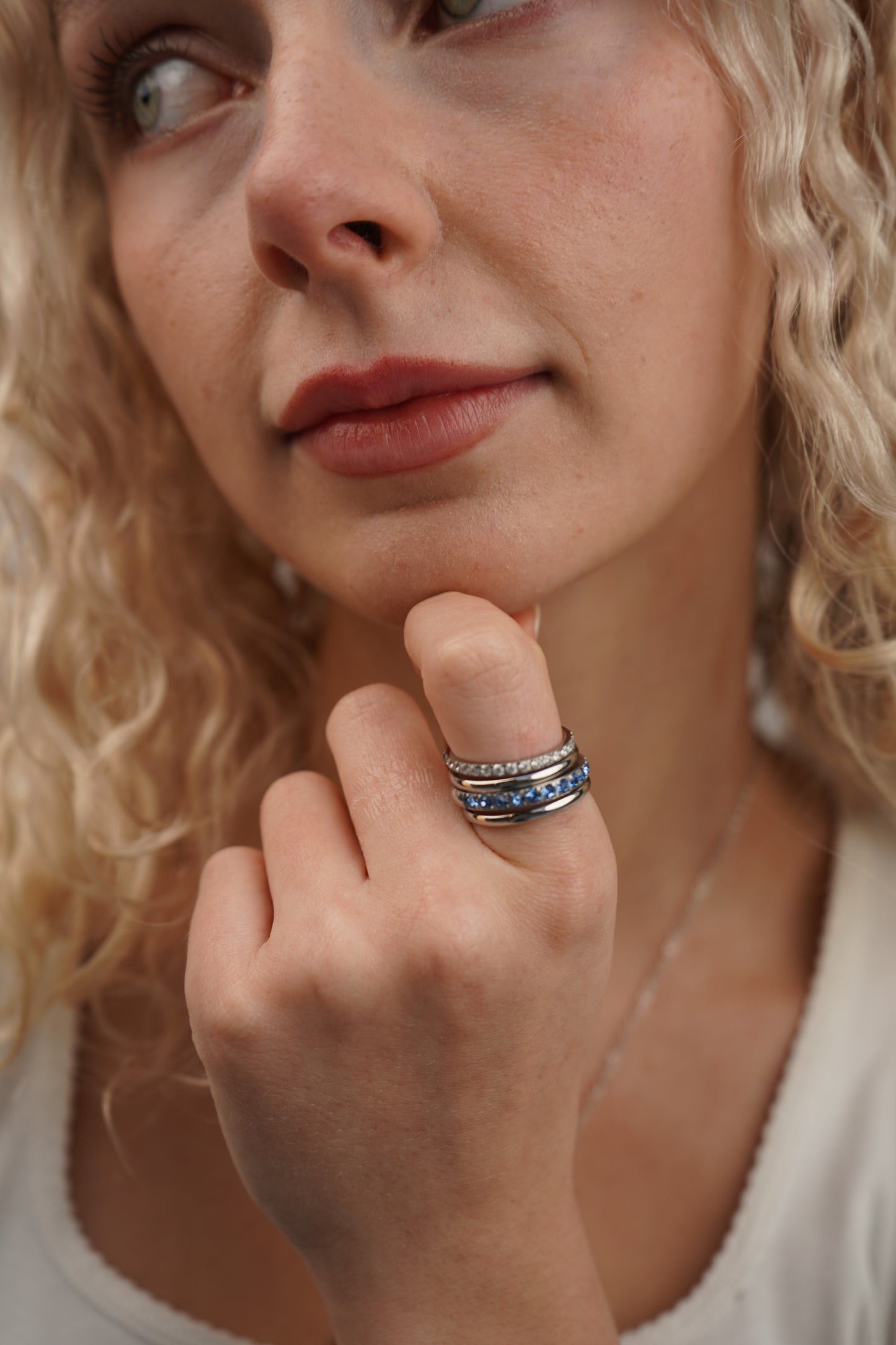Angelica’s Stacked Silver Ring in Blue