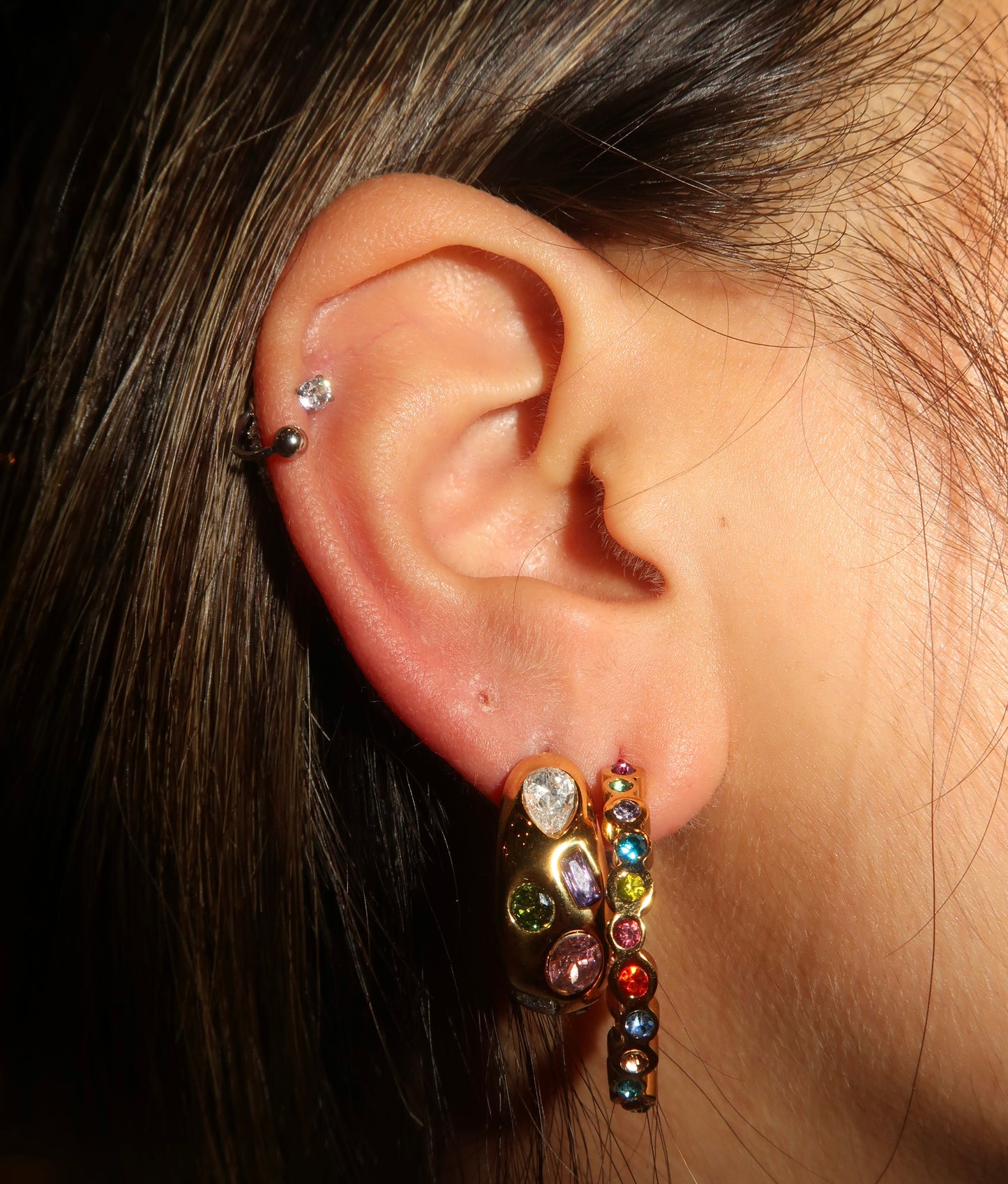 Emma’s multicolored gold hoops