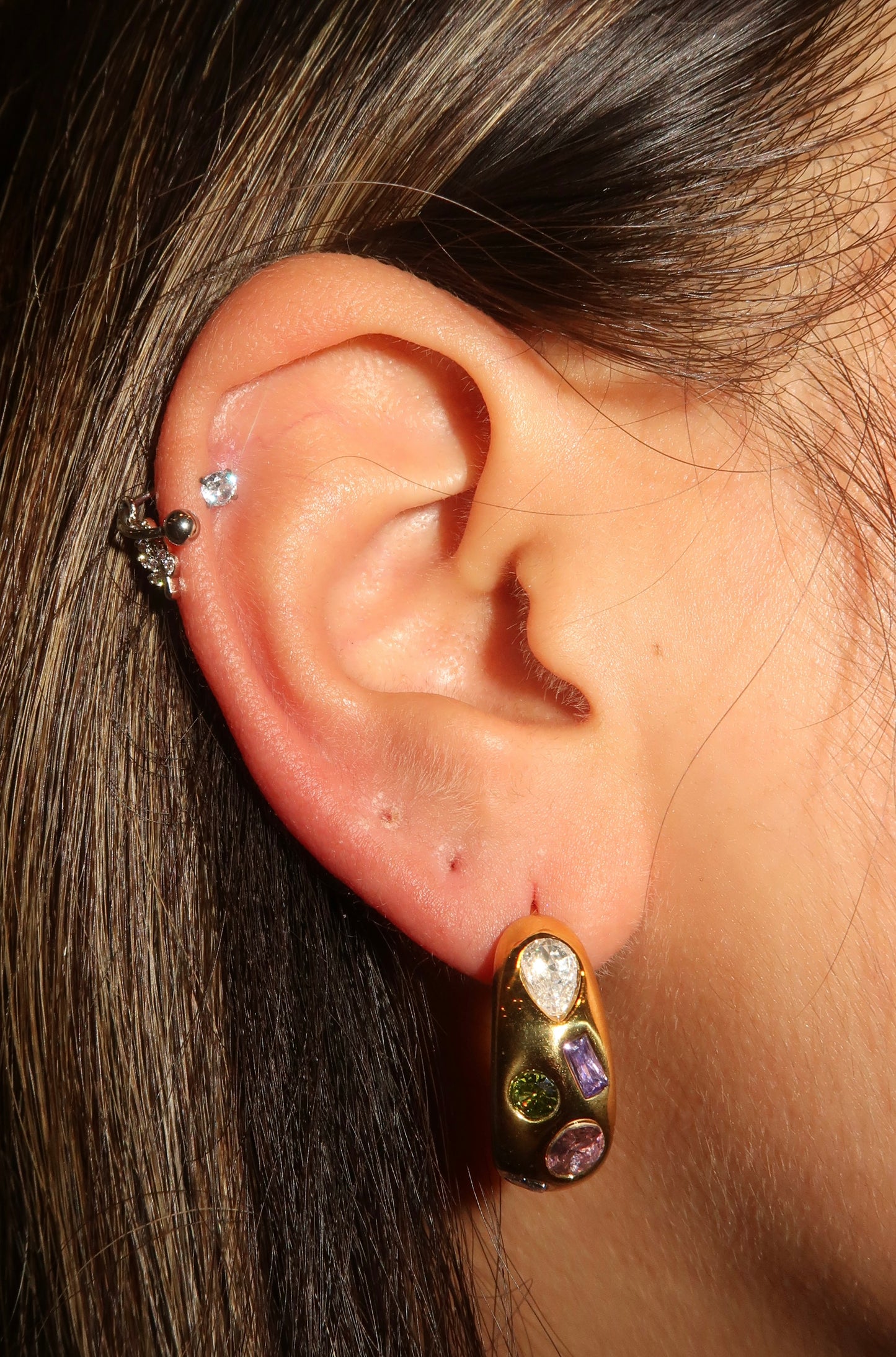 Emma’s multicolored gold hoops