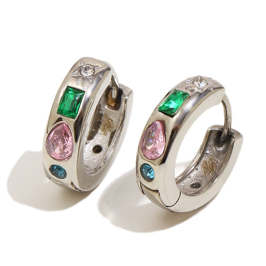 Athena’s Multicoloured Hoops In Silver