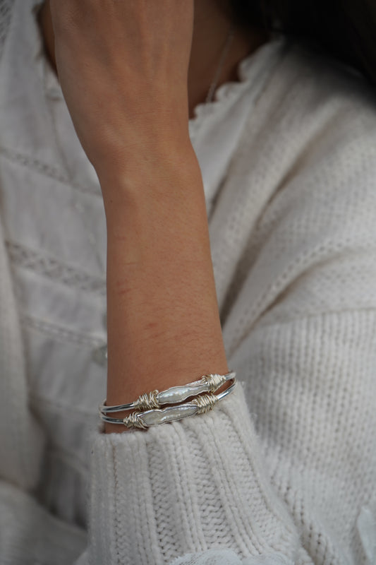 Christina's Pearl Bangle In Silver