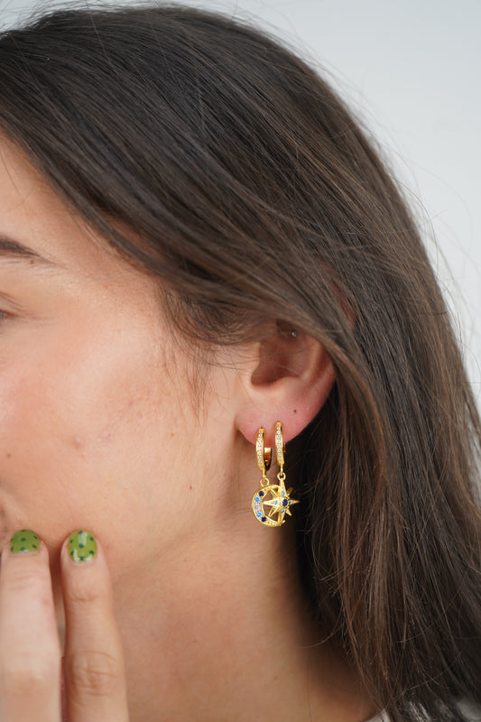 Maia’s Midnight sky huggies in gold