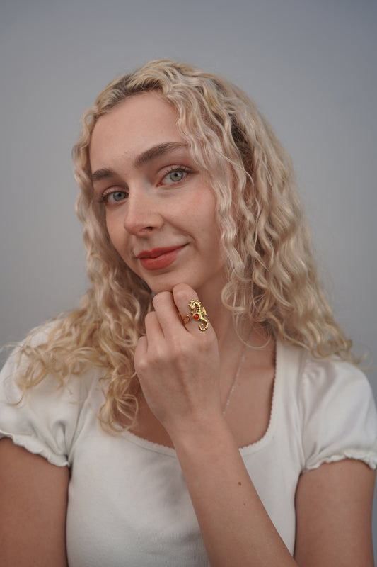 Isla’s Red Seahorse Ring