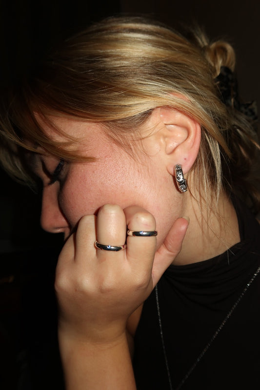 Maria's celestial earrings in silver