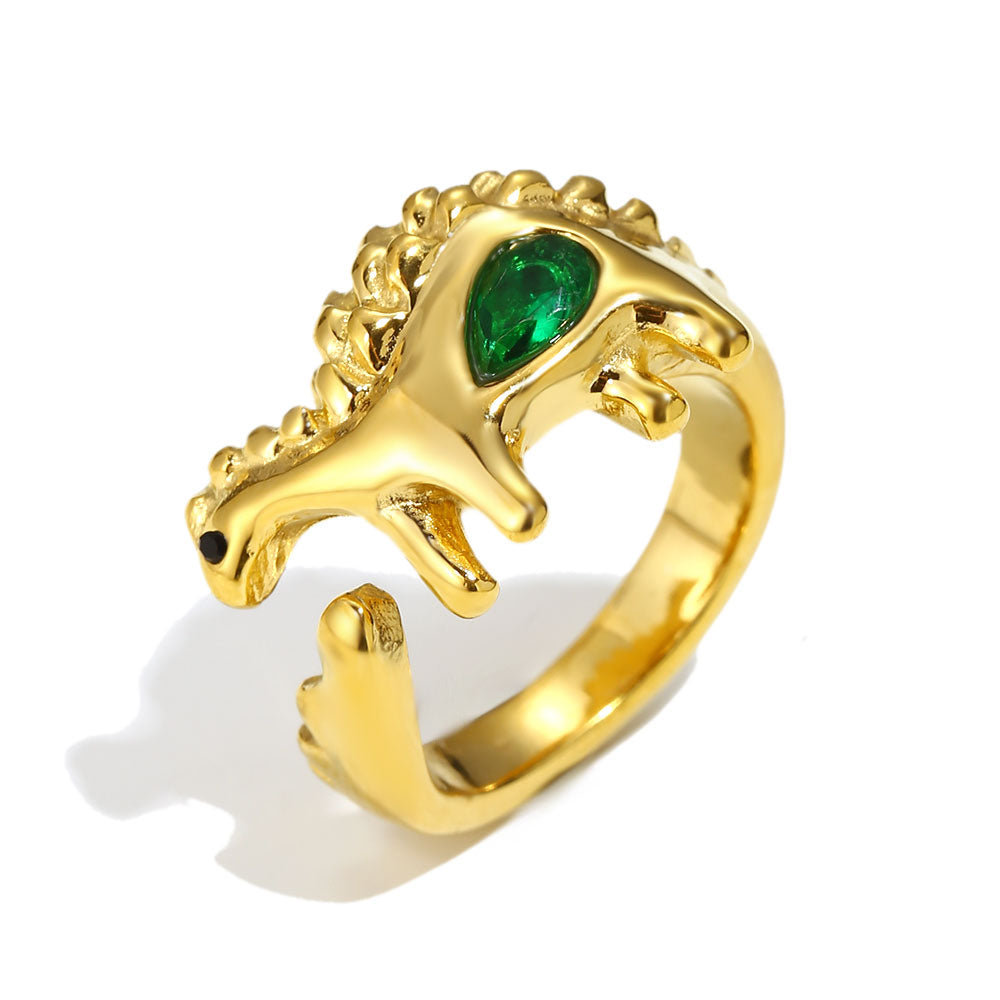 Bee’s Green Dinosaur Ring in Gold