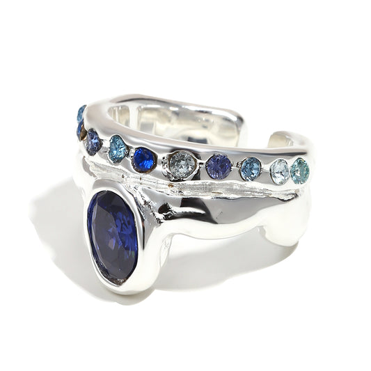 Paloma's Navy Ring In Silver