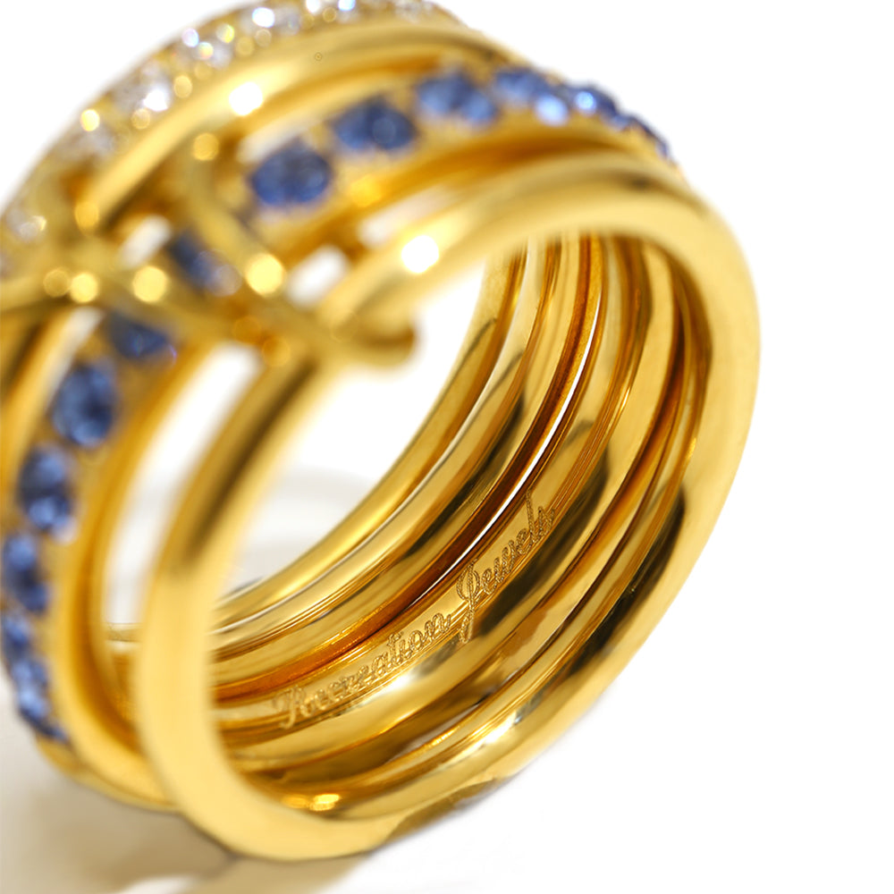 Angelica's Stacked Ring In Blue