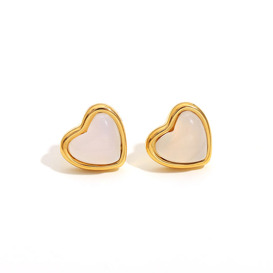 Viola's White Heart Studs