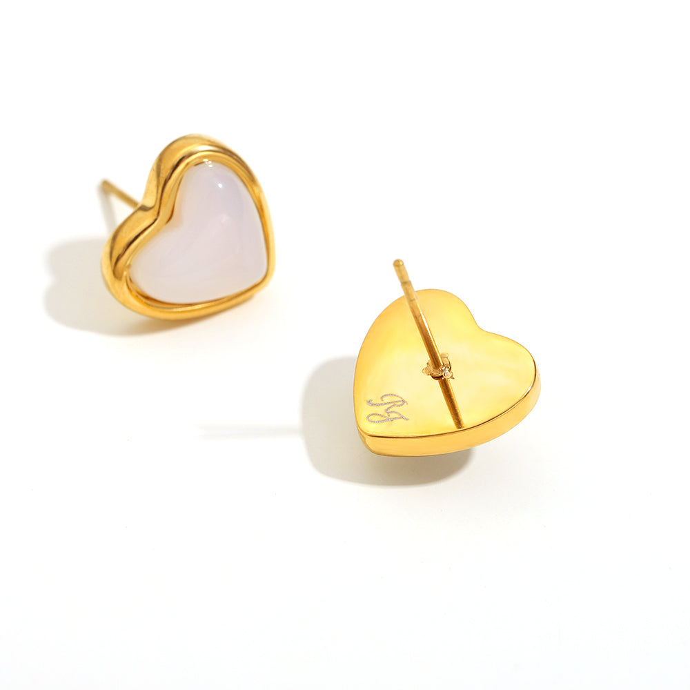 Viola's White Heart Studs