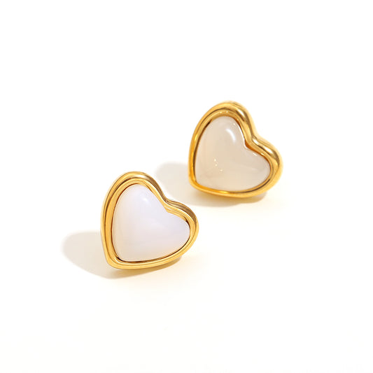 Viola's White Heart Studs