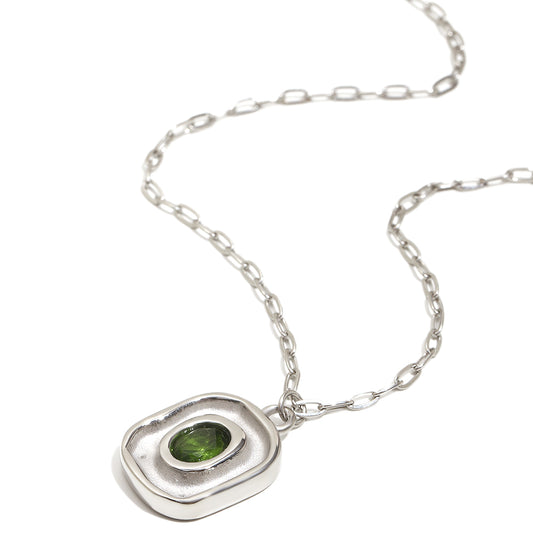 Alexa's Green Pendant In Silver