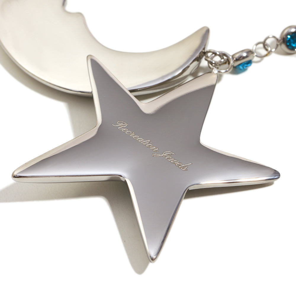 Cecily's Sea Star and Moon Necklace In Silver