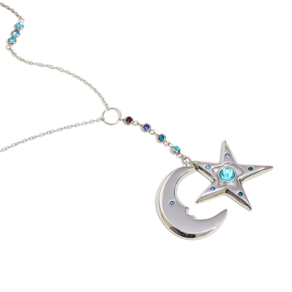Cecily's Sea Star and Moon Necklace In Silver