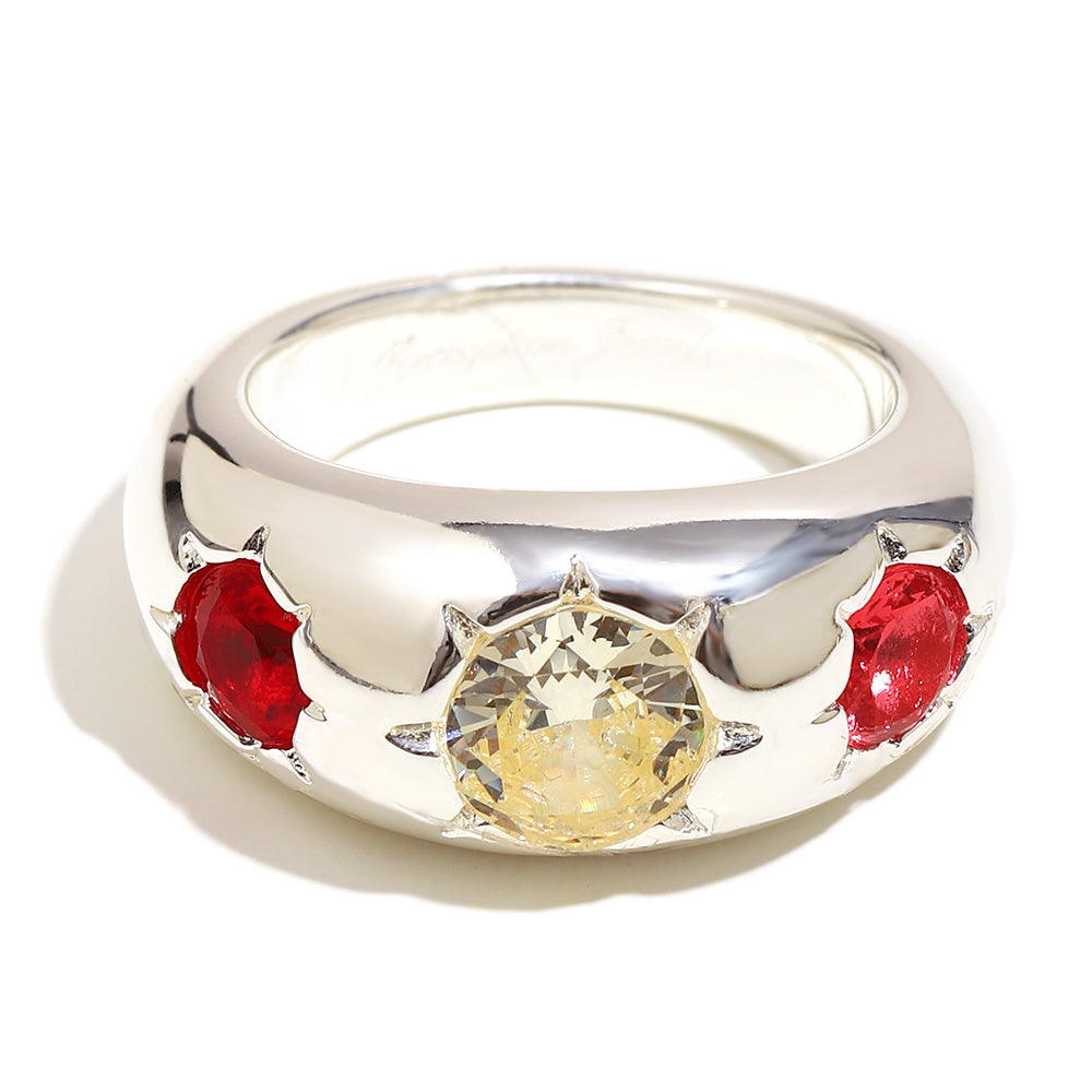 Sophie's Red Gemstone Ring In Silver