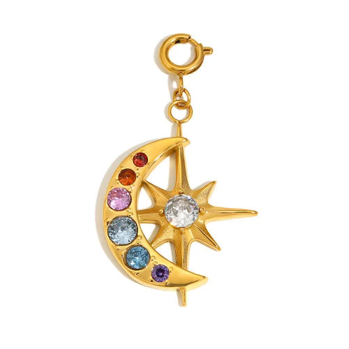 The Moon and Star Charm in gold