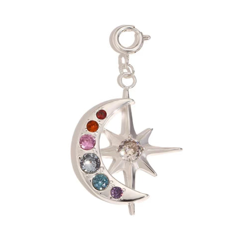 The Moon and Star Charm in silver