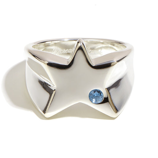 Cecily's Blue Star Ring In Silver