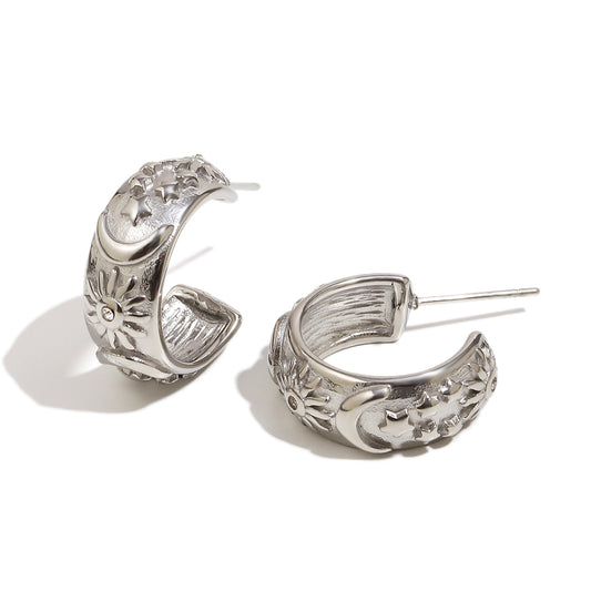Maria's celestial earrings in silver