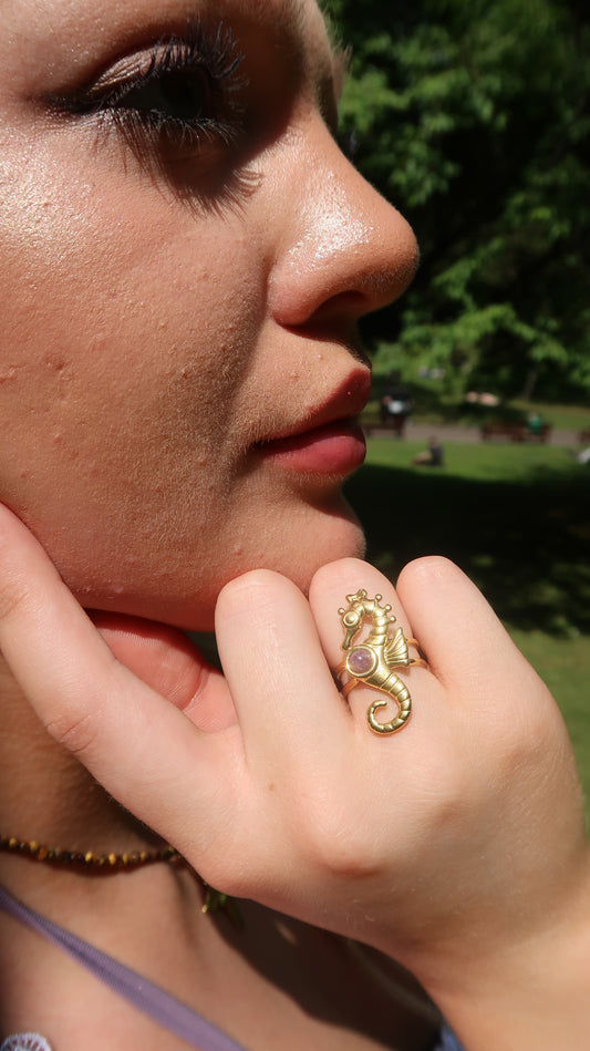 Isla's Pink Seahorse Ring
