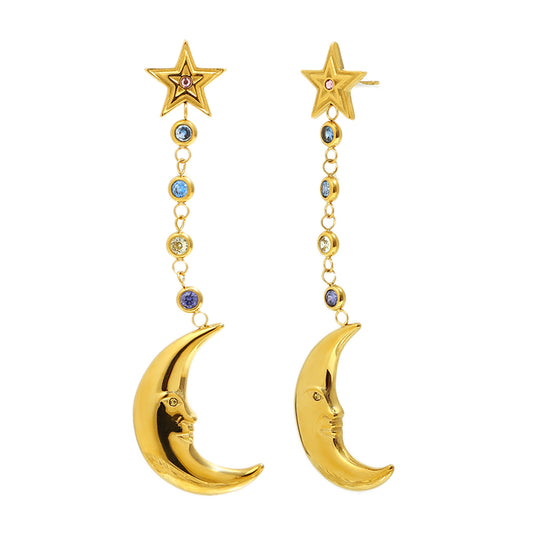 Eleanora's Star and Moon Drop Earrings