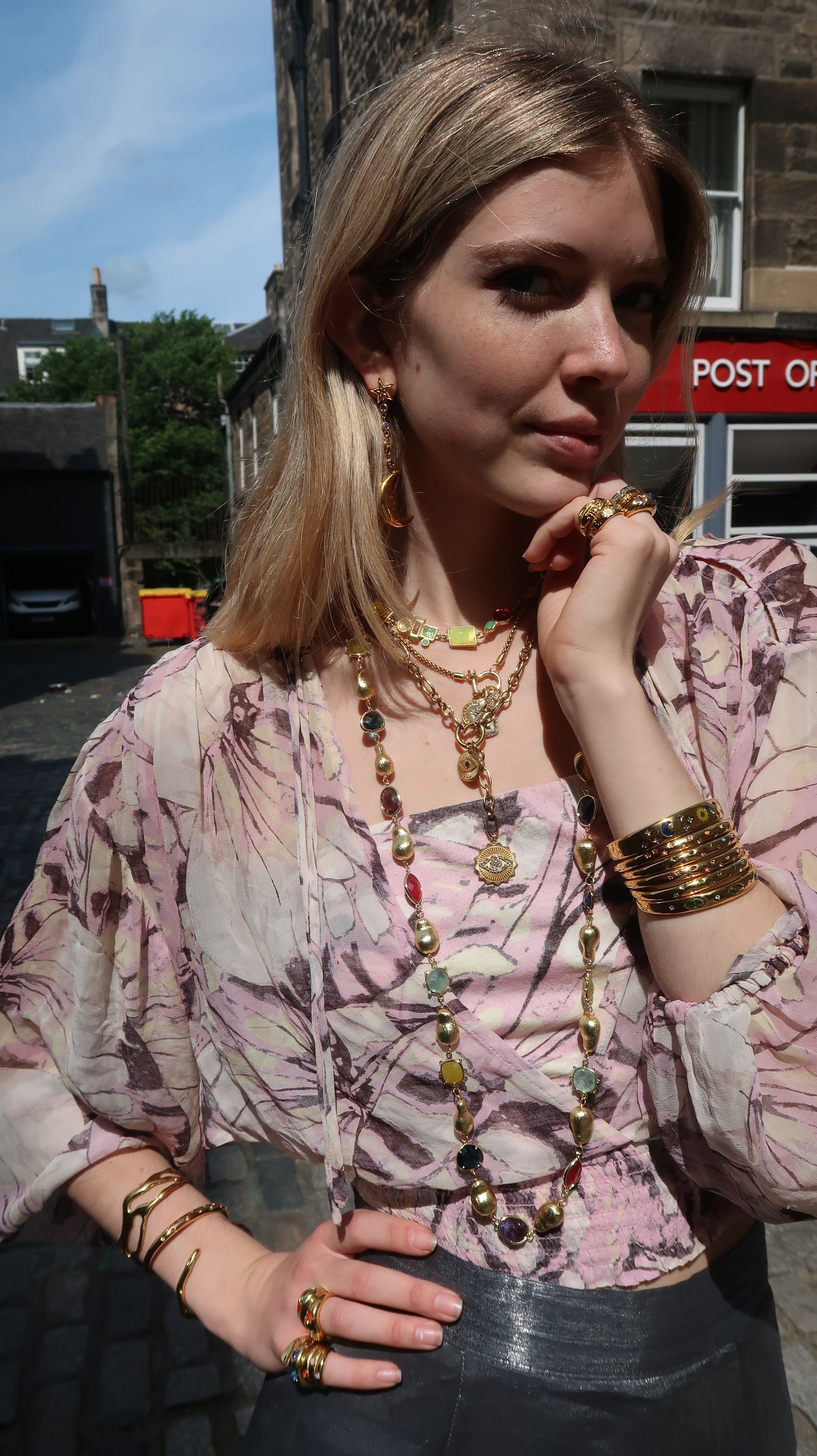 Eleanora's Star and Moon Drop Earrings
