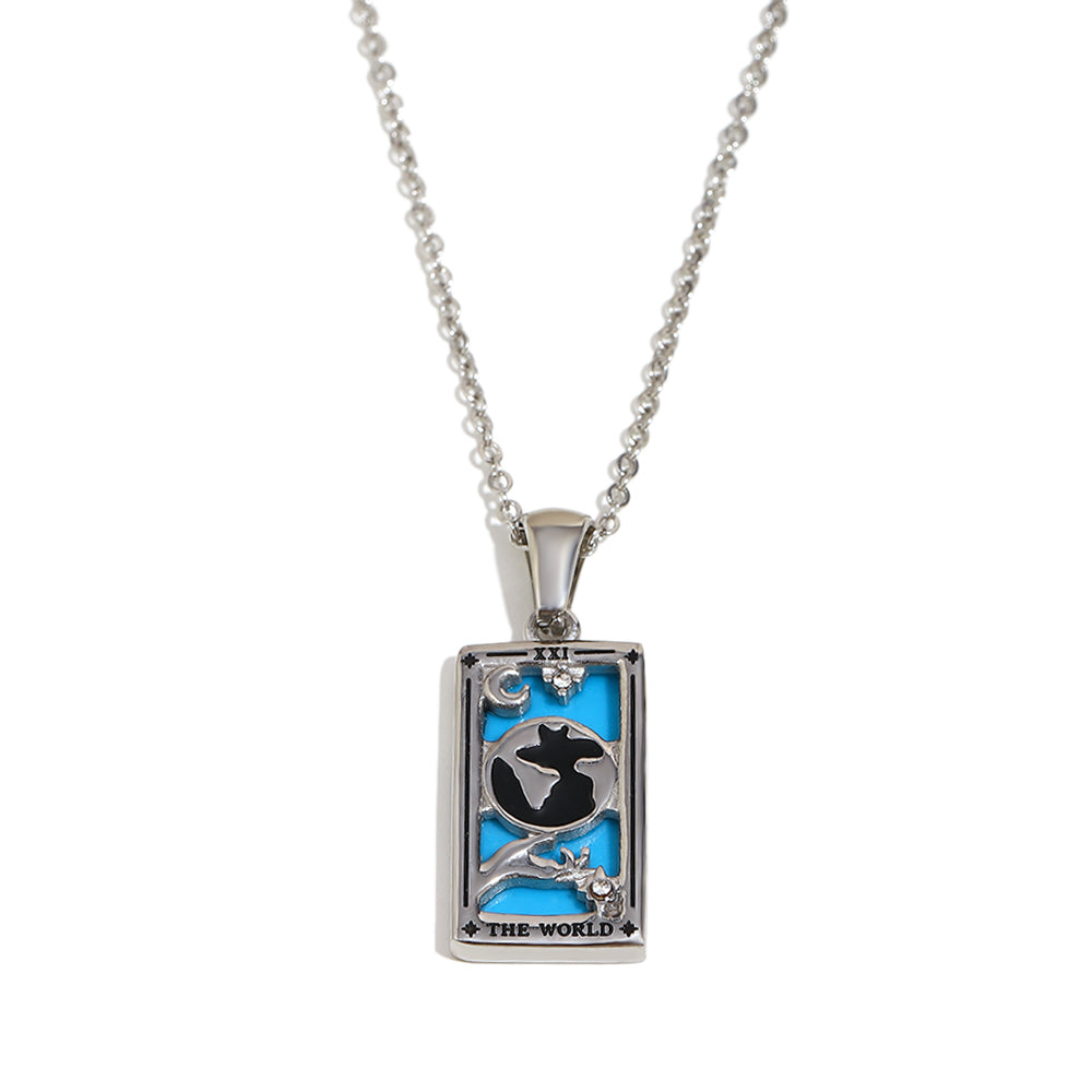 The World's Tarot Card Necklace In Silver