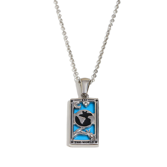 The World's Tarot Card Necklace In Silver