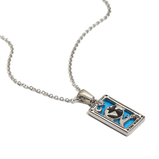 The World's Tarot Card Necklace In Silver