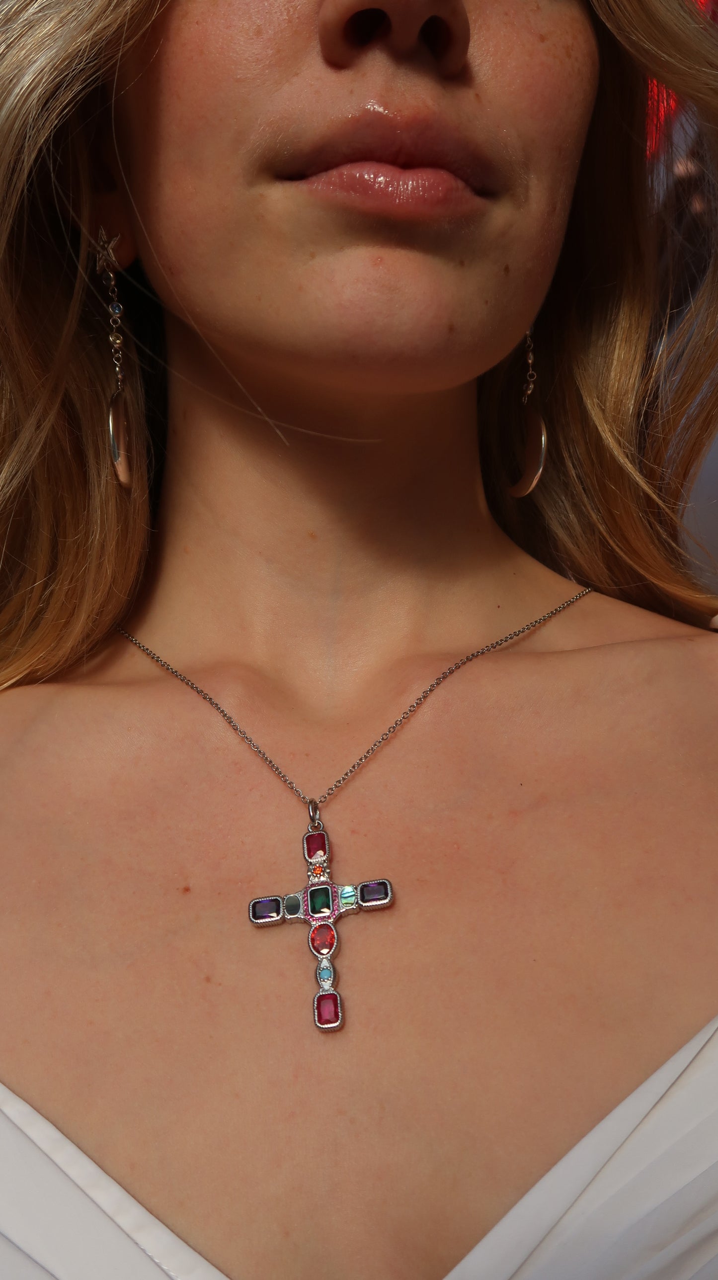 Ranee's colourful cross in Silver